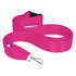 A bright pink ribbon lanyard with a clip attachment and a safety breakaway feature.