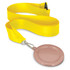 A podium medal featuring a 65mm round medal with a smooth surface and a yellow ribbon.