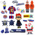 A collection of colourful custom USB flash drives in various shapes, including figures, logos, and themed designs.