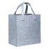 A grey felt tote bag with sturdy handles and a simple design, featuring a branding logo.