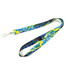 A 10mm full colour lanyard featuring a swirl design in blue, yellow, and green, with a metal clip attachment.