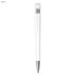 A white USB pen with a metal tip, featuring a USB connector hidden in the pen cap and a sleek design.