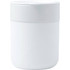 A ceramic tumbler in white with a silicone wrap, featuring a lid and a smooth, glossy finish.