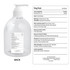 A clear 500ml hand sanitiser gel bottle with a pump dispenser, containing 75% alcohol and a logo.