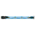 A full colour luggage strap featuring a scenic beach design and a logo. Predominantly blue and green tones.