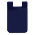 A navy silicone phone wallet featuring a curved design and a slot for cards. It has a simple and sleek look.