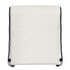 A drawstring backpack in a plain design, featuring black drawstrings and a blank canvas surface.