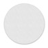 A round, white beach towel with a smooth texture, featuring a logo at the edge.