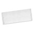 A white beach towel with fringed edges and a logo. Perfect for leisure and outdoor activities.