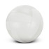 A white volleyball with a smooth, textured surface and distinct seam detailing. The ball has a simple design and no visible logos.