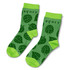 Green quarter socks featuring a leaf pattern in dark green with a bright green cuff. The socks have a logo.