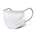 A reusable face mask in white with black ear straps, designed for health and personal use.