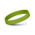 A green silicone wristband with a smooth finish, featuring a simple, solid design.