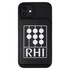 A black power bank with a magnetic back and a logo on the surface, featuring a sleek design.
