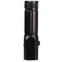 A black LED torch featuring a textured grip and a rotating bezel for focus adjustment. It includes a brand logo.
