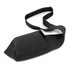 A black beverage tie designed to hold a drink bottle, featuring a strap for easy carrying.