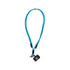 A blue phone lanyard designed for holding a phone securely. The lanyard includes attachments for easy access.