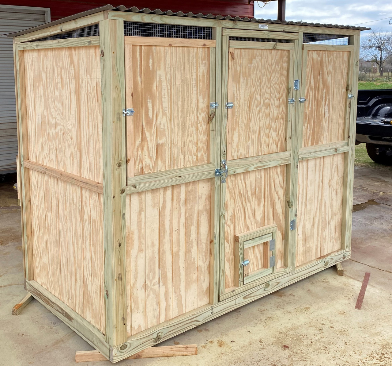 All Cooped Up 4x8 Enclosed coop with Shutters w/ Nest boxes