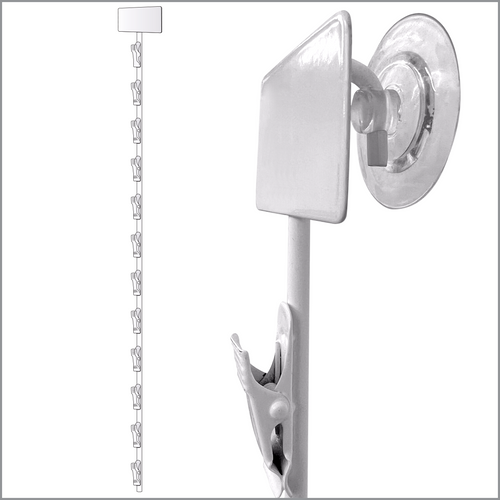 Metal Clip Strip® Merchandising Strip, 12 Hook Stations, with Suction Cups, MS-29SC
