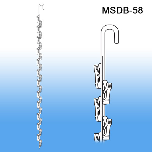 Double Sided Metal Clip Strip® Brand Merchandising Strip, 24 Hooks, 32.25" Long, MSDB-58