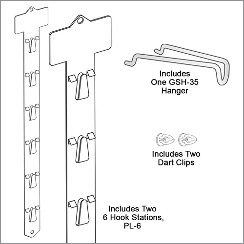 Double Sided Posi-Lok™ Clip Strip® Merchandiser with Hanger and dart clips, DSPL-6