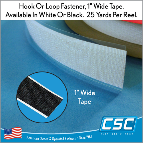 Hook & Loop Fastener Tape, 1" wide, ETH-25, ETL-25. by the inventor of the Clip Strip® Merchandiser