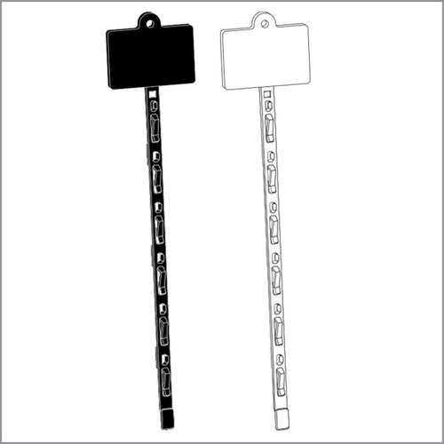 Available in black or white, Clip Strip® Merchandising Strip with 6 Hooks,  adhesive Tape on back and Header, CS-6HD