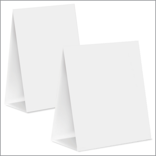 Table Tent Cards, custom printed and designed, By Clip Strip Corp.  Low minimums. TTC-P-Series.