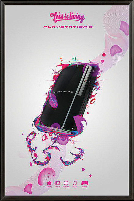 Black metal snap frame displaying promotional poster with glare-resistant cover for retail, office and business signage, CSF1-2030