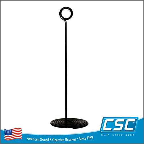 Spiral Base Card Sign Holder, Black, 7" Tall, SPC-775. By Clip Strip Corp.  1-800.425.4778