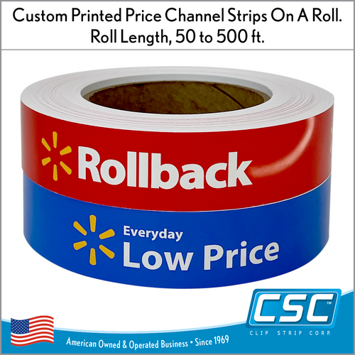 Price Channel Strips, CUSTOM PRINTED, On Rolls, 50' to 500' long, CPPCS-ROLL