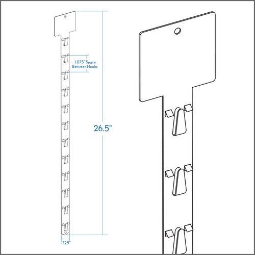 Posi-Lok™ Clip Strip® Merchandiser, With Large Oversized Header, 12 Hooks, 26.5" L, PL-26