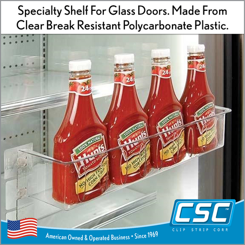 Shelf with suction cups for Display Cooler, available with or without Custom Branding, item# VBR-16