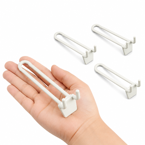Double-Loop Pegboard & Slatwall Plastic Display Hooks, for Retail Fixtures, 4" or 6" Lengths,
