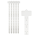 Five white Posi-Lok display strips next to a close-up of the wide header and first three hooks.
