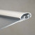 Closed cross-section of silver metal snap frame with snap-open mechanism and protective cover for retail signs and posters, Item# CSF1-1117 