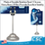 Silver harp-top tabletop sign holder shown beside a small product card and weighted base.