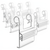 Group of clear PVC wire and shelf edge sign holders, with the front clip and curved mounting hooks visible.