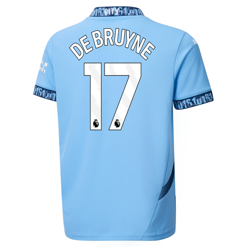 DE BRUYNE #17 Manchester City 24/25 Kid's Home Shirt and Shorts - PL Font