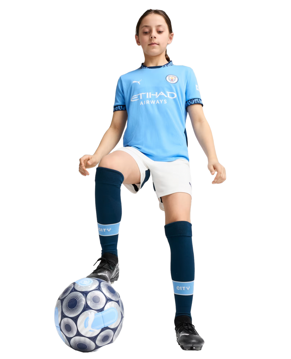 DE BRUYNE #17 Manchester City 24/25 Kid's Home Shirt and Shorts - Man City Font