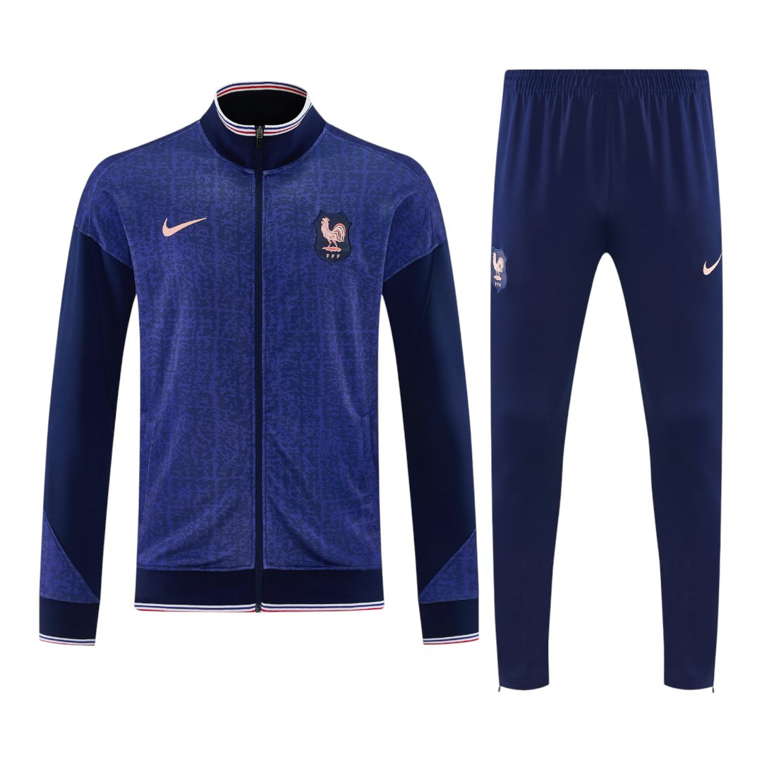 France 2026 Men's Textured Navy Long Zip Tracksuit