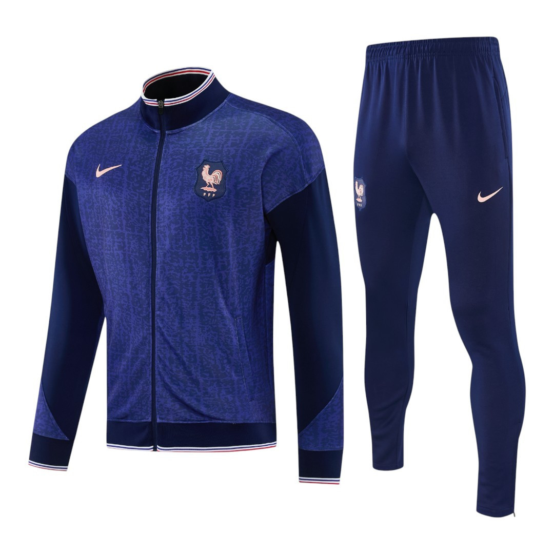 France 2026 Men's Textured Navy Long Zip Tracksuit