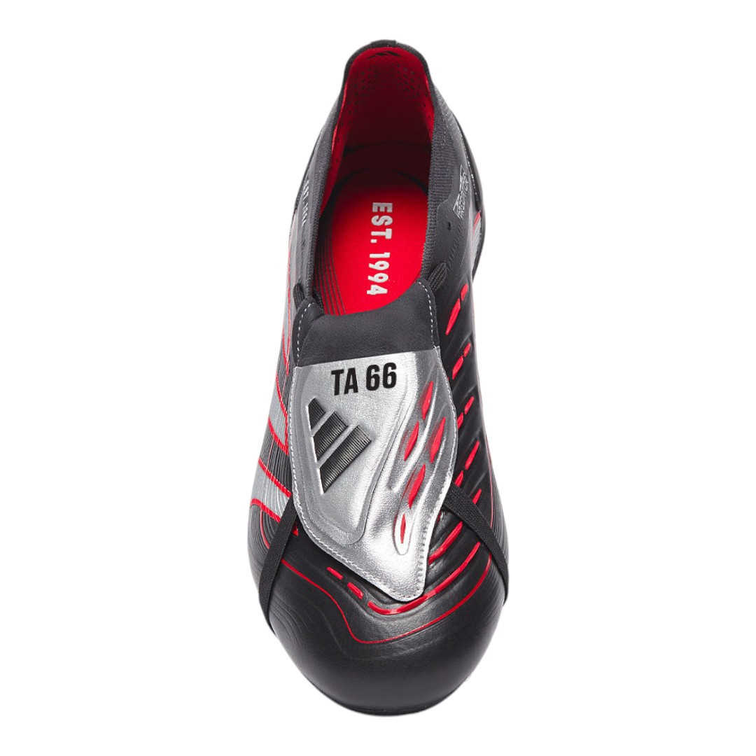 Predator Elite Leather FG Fold-Over Tongue - Black/Silver/Red