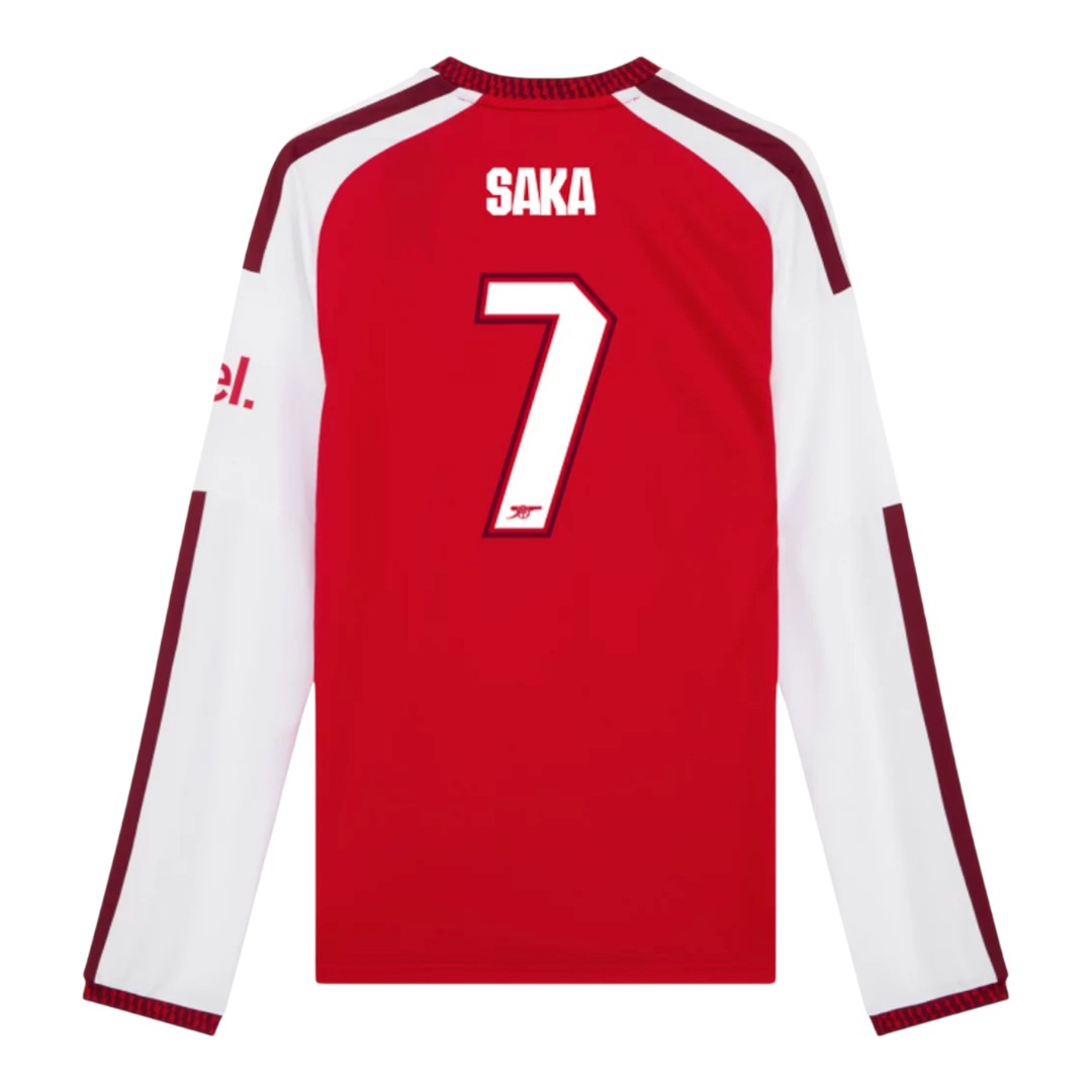 SAKA #7 Arsenal 26/27 Men's Home Long Sleeve Shirt - Club Font