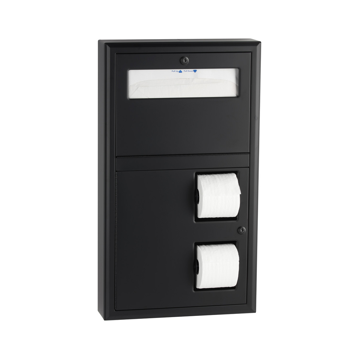 Bobrick B-3479 Surface-Mounted Toilet Tissue Dispenser and Seat-Cover Dispenser — Matte Black