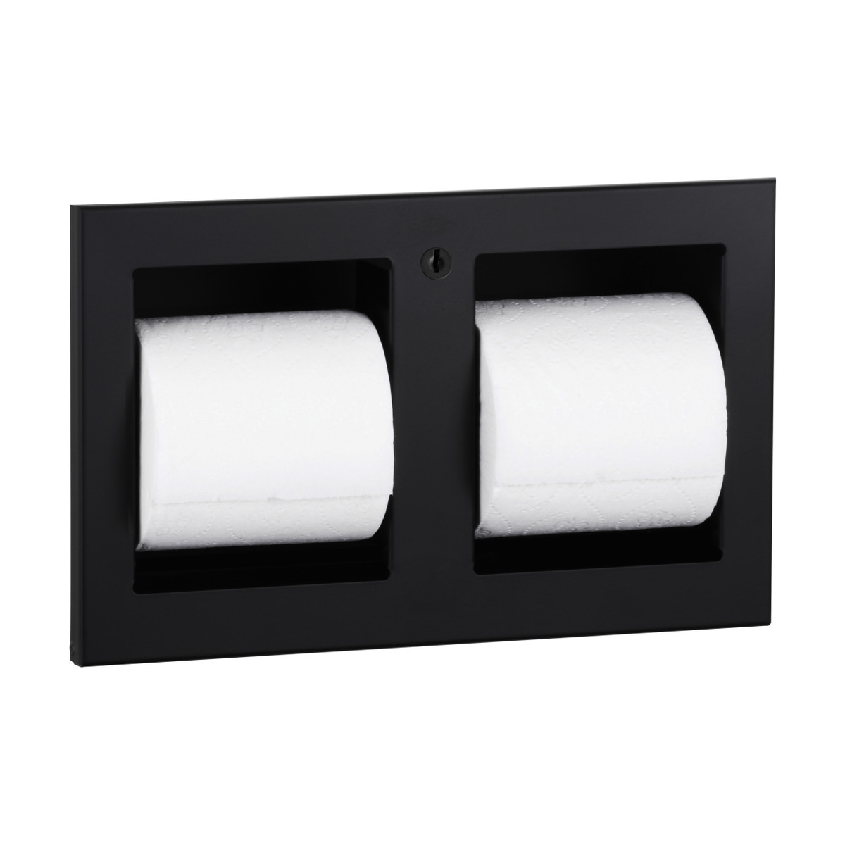 Bobrick B-35883 Recessed Toilet Tissue Dispenser, Satin Finish, Two Rolls — Matte Black