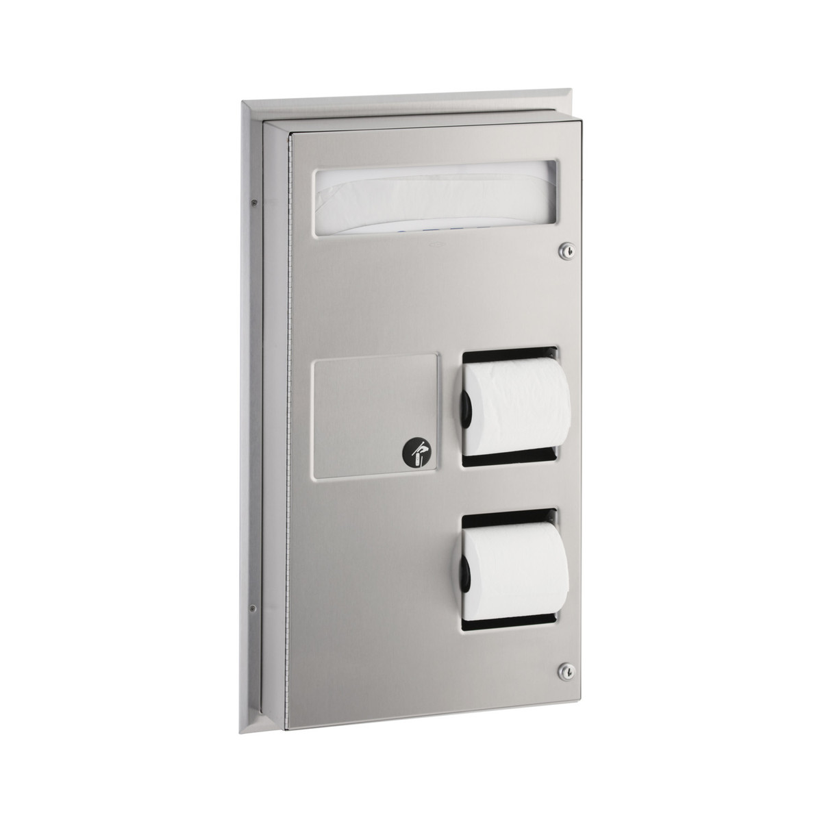 Bobrick B-357 Partition-Mounted Toilet Tissue / Seat Cover Dispenser / Waste Disposal — Standard