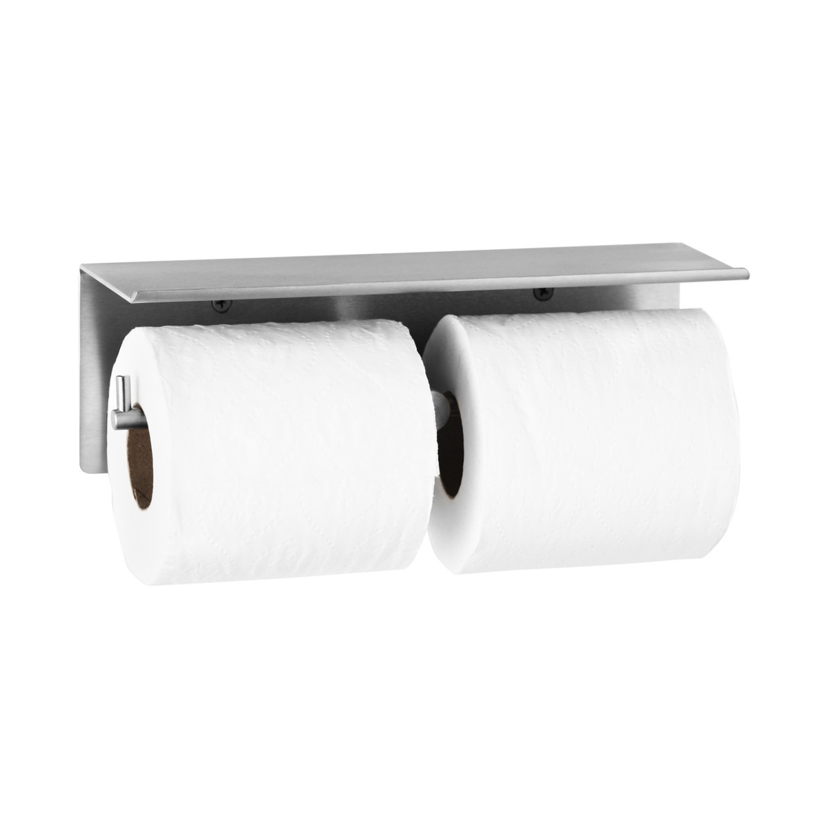 Bobrick B-540 Surface-Mounted Toilet Tissue Dispenser and Utility Shelf, Satin Finish, Two Rolls — Standard