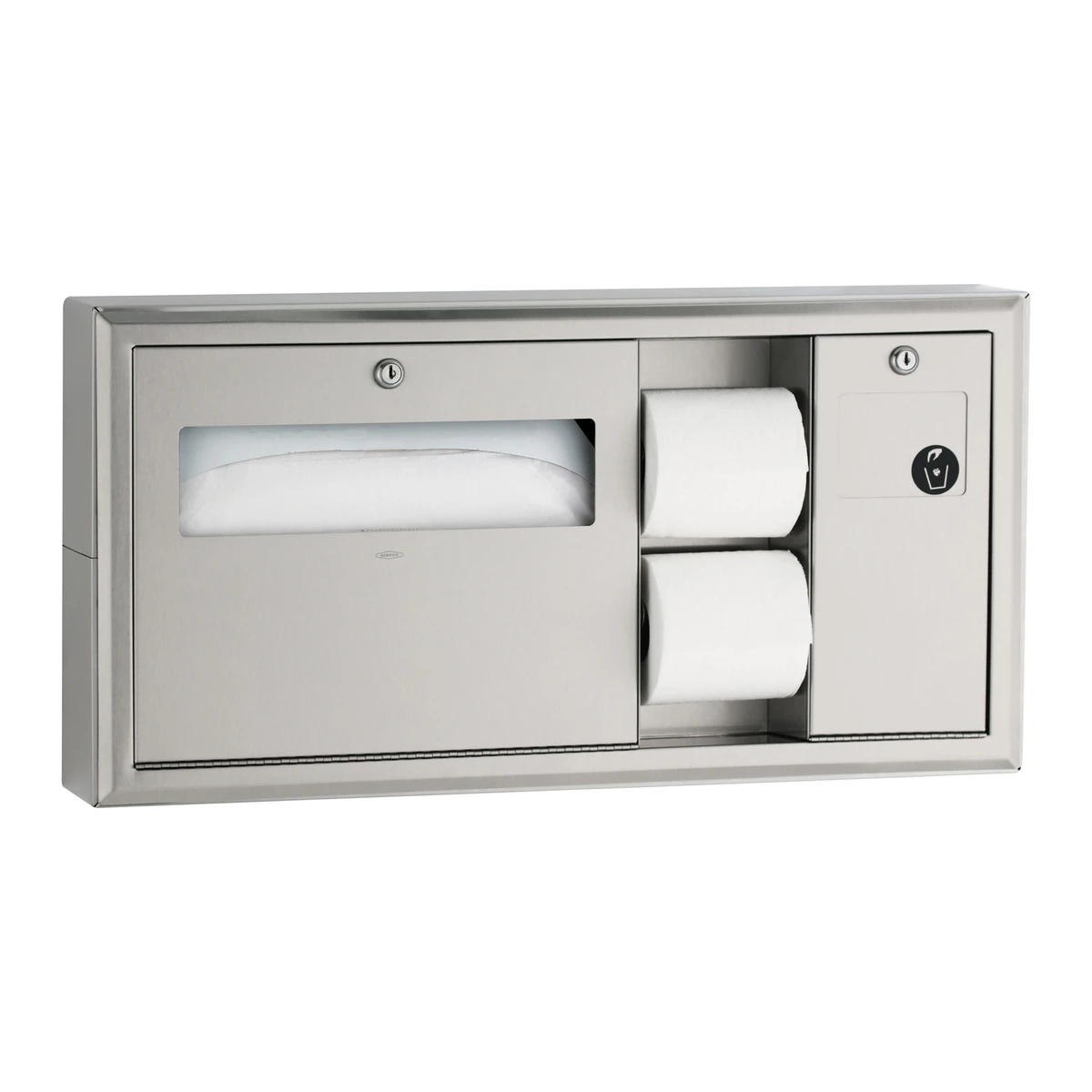 Bobrick B-30929 Surface-Mounted Horizontal Toilet Tissue / Seat-Cover Dispenser / Waste Disposal, Right Side — Standard