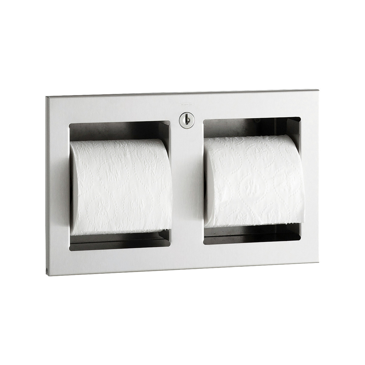 Bobrick B-35883 Recessed Toilet Tissue Dispenser, Satin Finish, Two Rolls — Standard